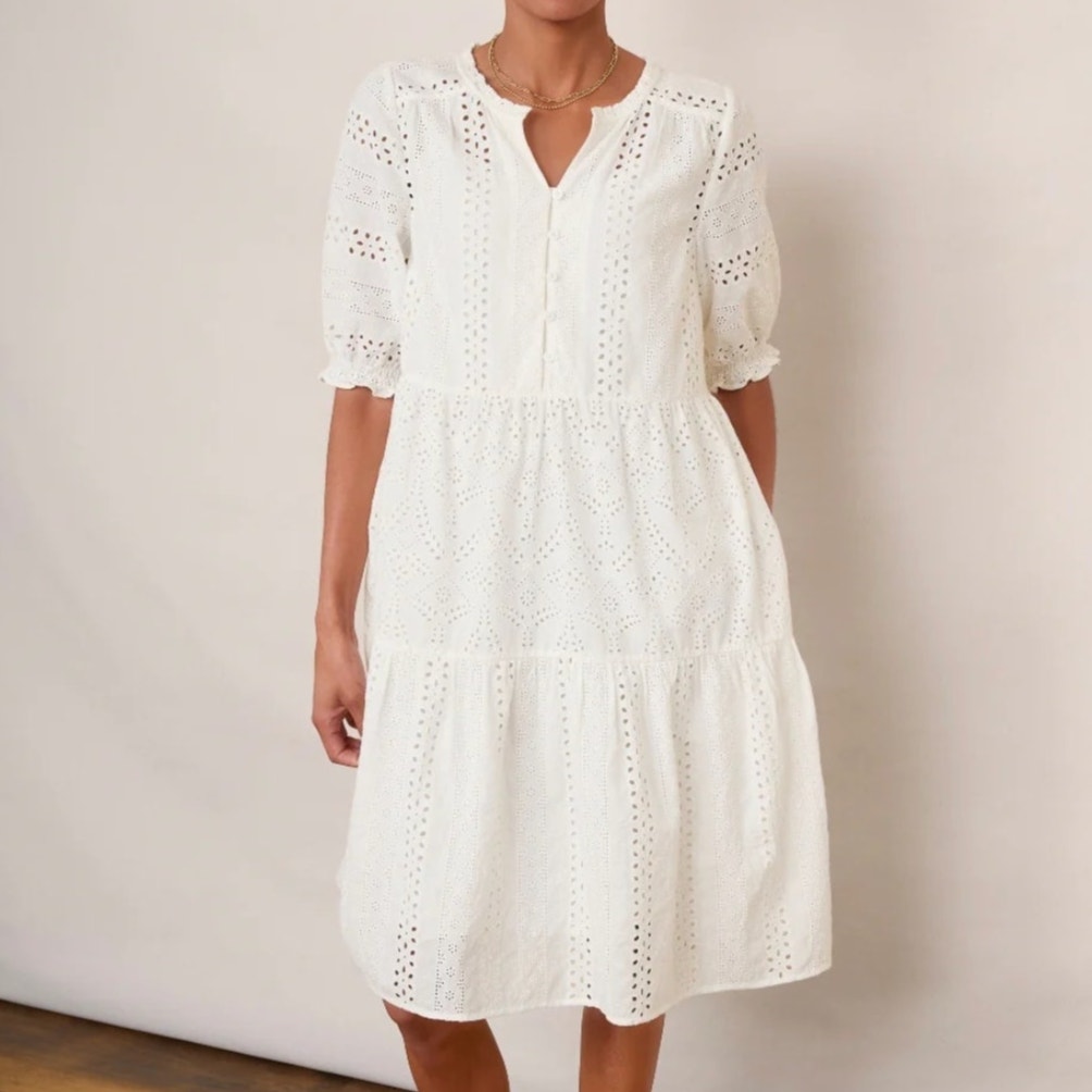 Wyse London Talina Broderie Dress Ivory New Size Us 2